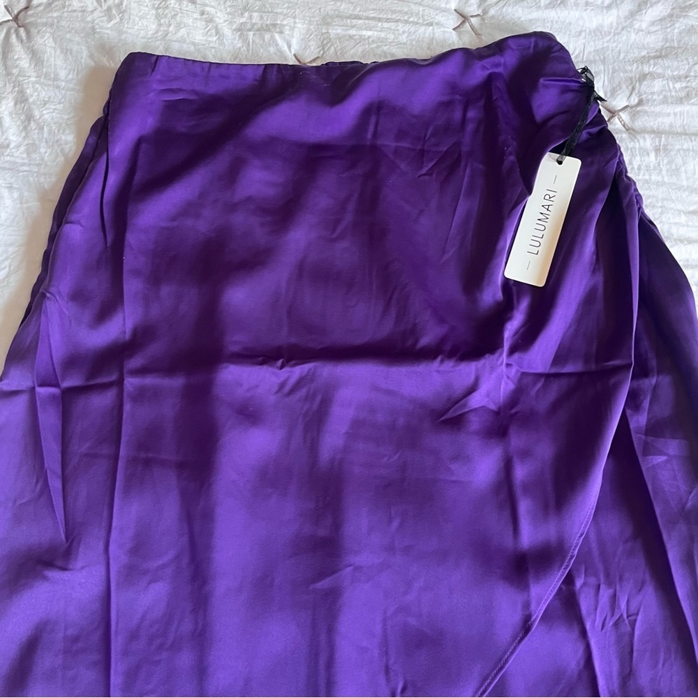 Lulumari Scallop Front Wrap Skirt Women’s Size L Purple - Picture 9 of 15